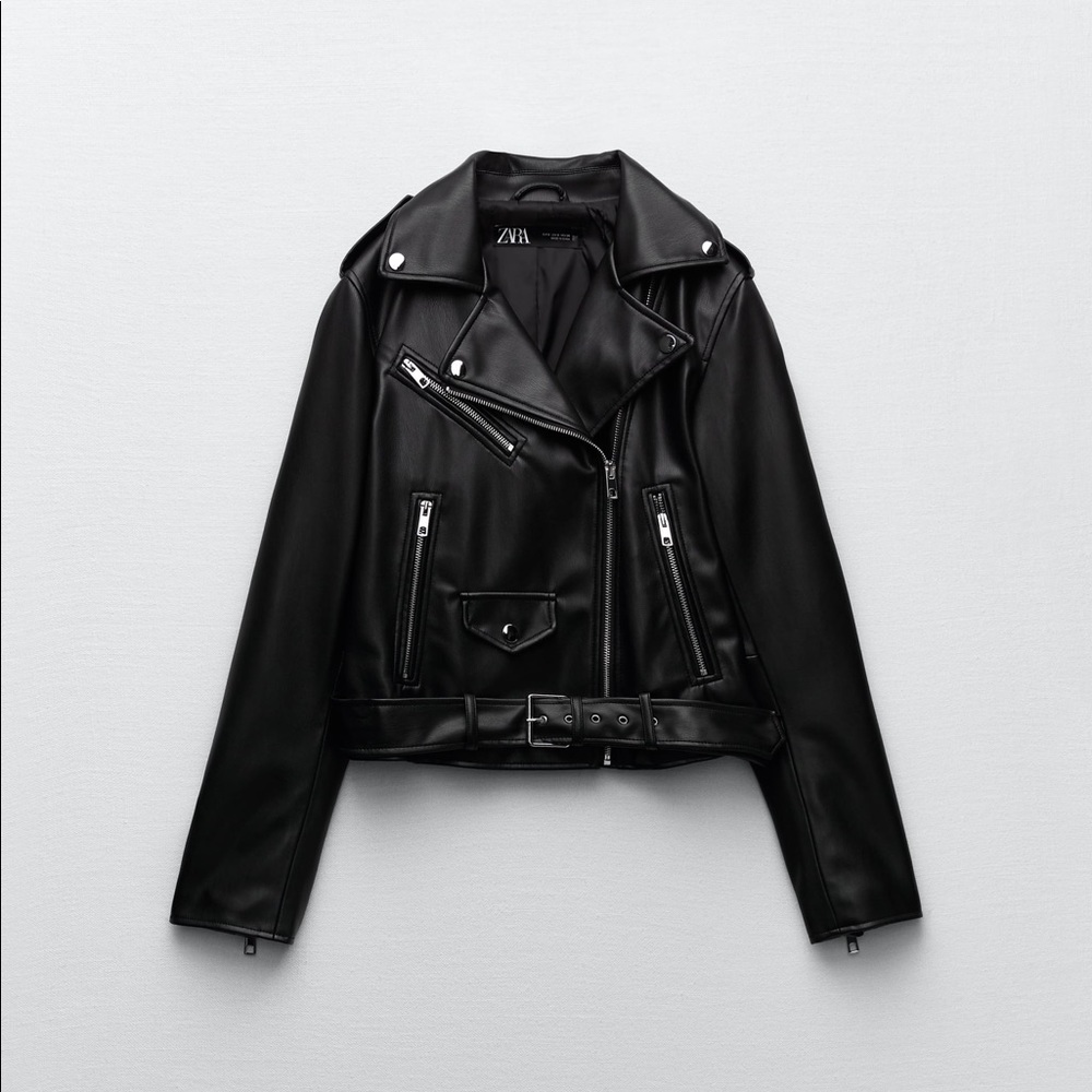 Zara Faux Black leather jacket - XS